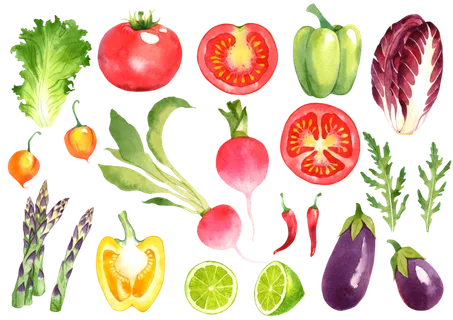 透明免扣水彩风蔬菜手绘素材