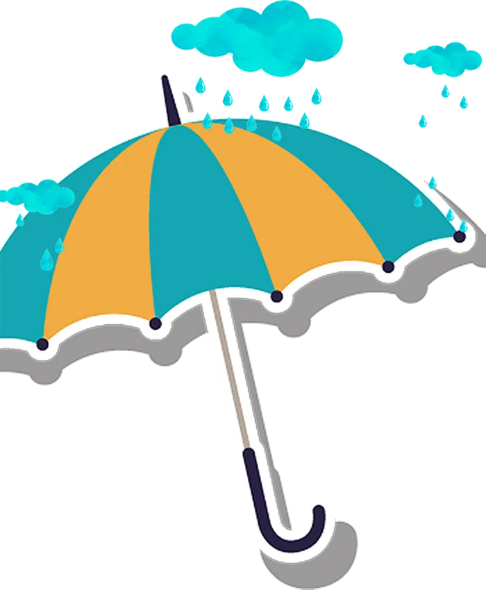 雨伞蓝色橘色