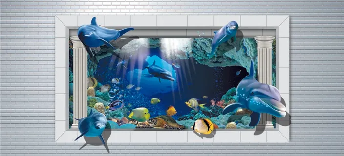 海底世界3D立体背景墙 海底世界3D立体背景墙