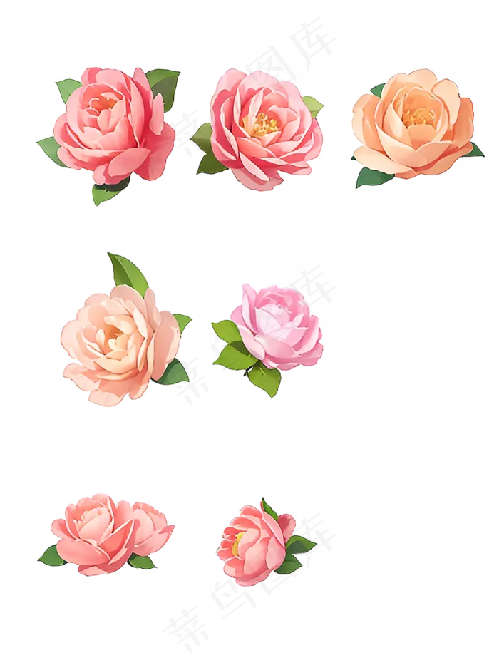 红色 粉色 手绘 免抠 PNG 玫瑰 花 素材15