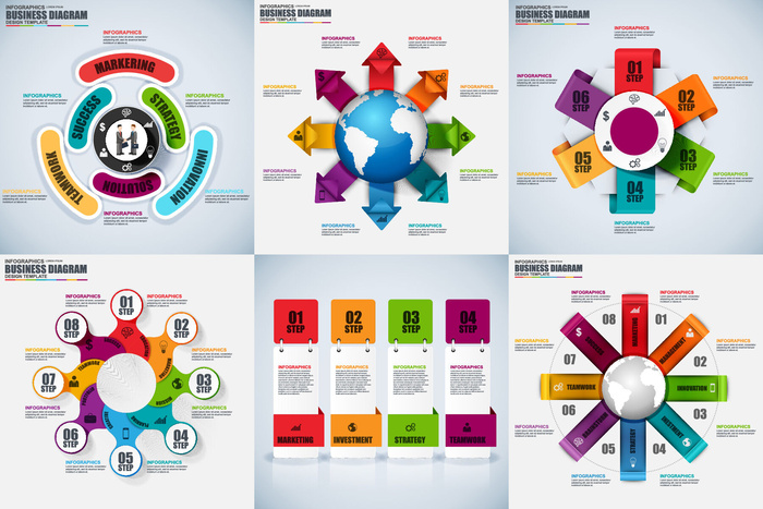 ppt素材3d数据图表模板可视化图形统计标签矢量图标模型ai源文件