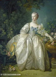 欧洲白色裙子女性油画图片