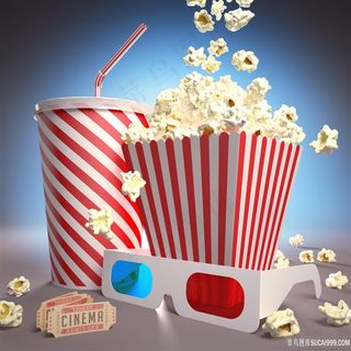 爆米花美食与3d眼镜