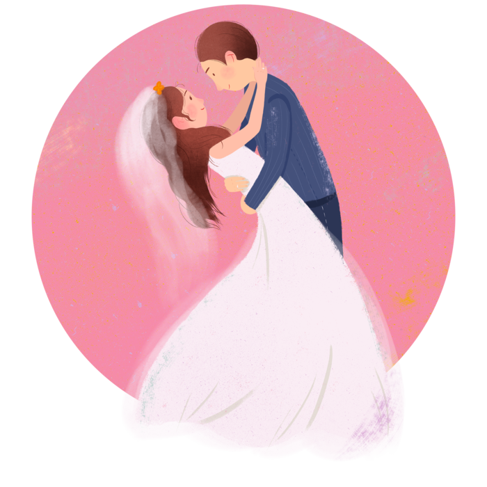 婚纱卡通人物婚礼白纱结婚婚纱摄影手绘
