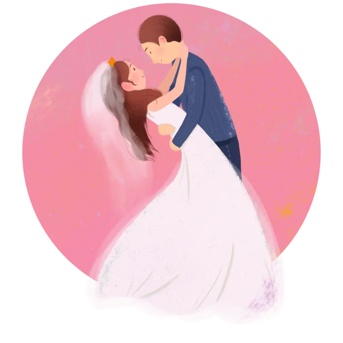 婚纱卡通人物婚礼白纱结婚婚纱摄影手绘