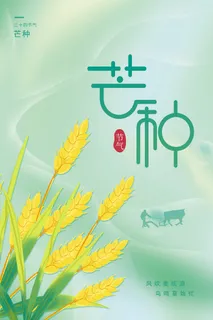 手绘风芒种节气简约海报