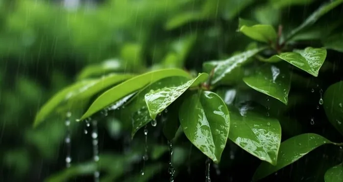 下雨天树叶绿色背景