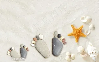 沙滩脚印唯美背景