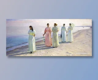 迈克尔 · 安彻-在海滩上漫步油画