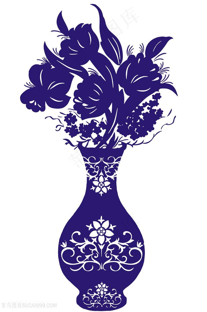 剪指花瓶国粹青花瓷中国风图片