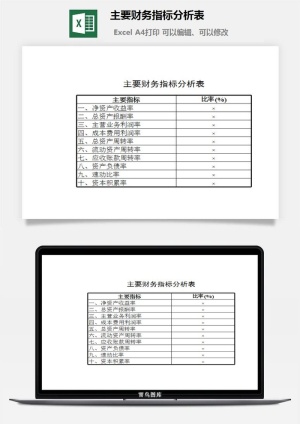 主要财务指标分析表excel模板