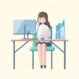 卡通人物电话线上招聘素材