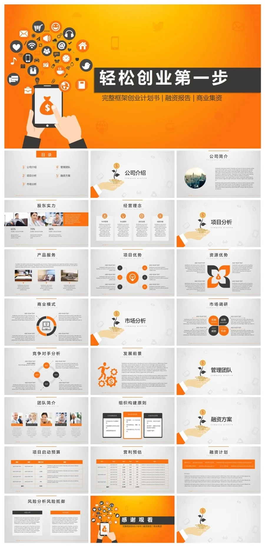 商业计划书精美ppt模板 