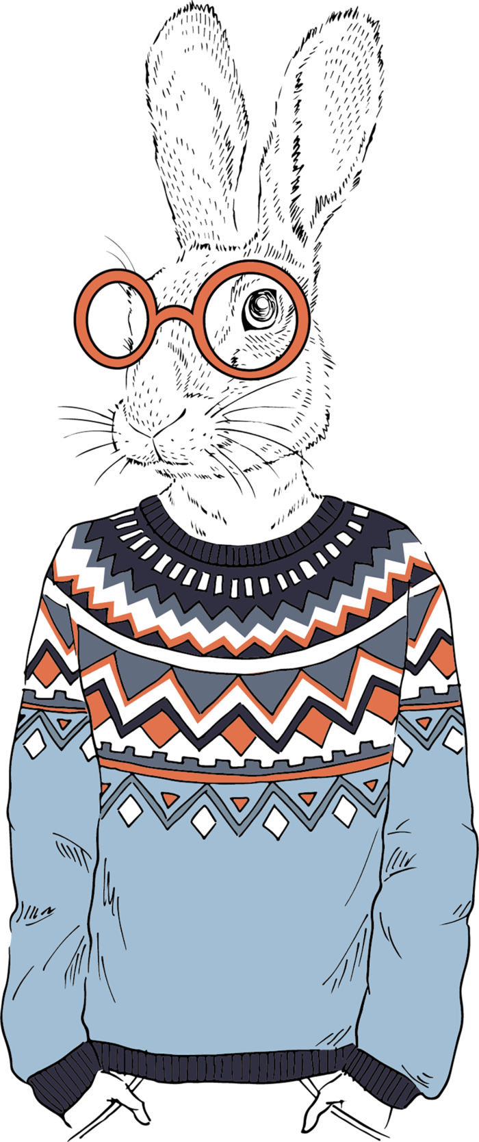 卡通穿毛衣兔子