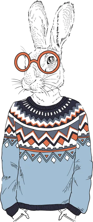 卡通穿毛衣兔子