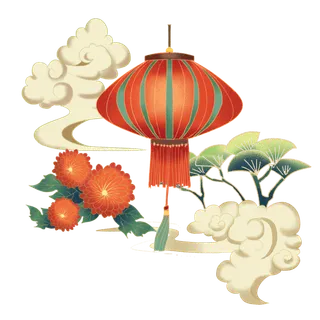 国潮仙鹤插画免扣素材设计素材