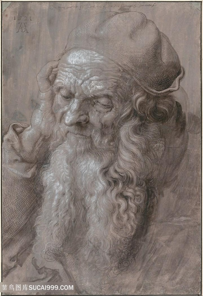 丢勒手绘胡须男士艺术挂画