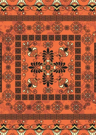 复古橙色系 地毯花纹