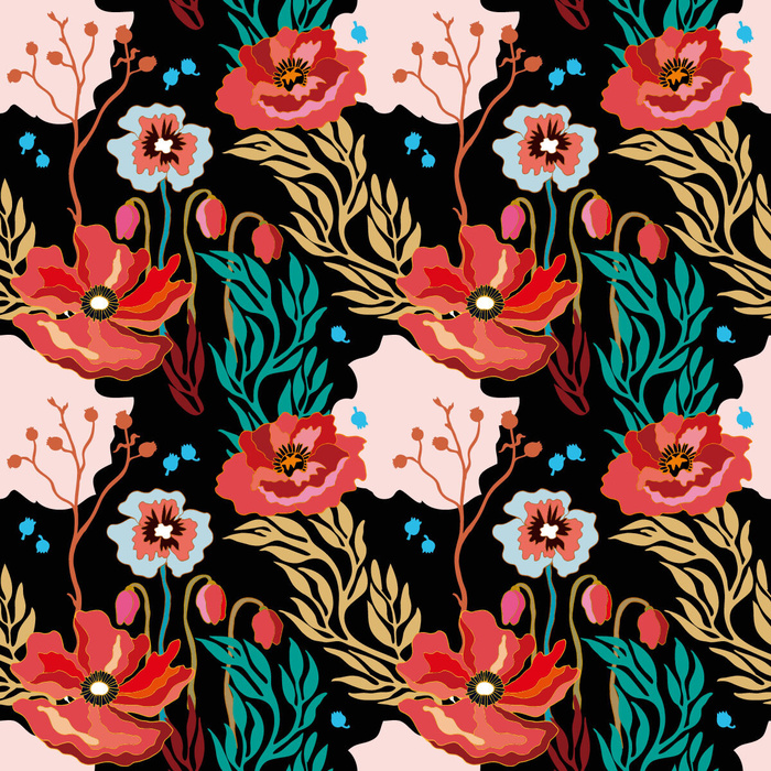 花卉唯美手绘花朵面料纹理手机壳布料面料印花服装矢量图案素材