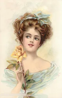拿玫瑰花的外国贵妇人插画素材 拿玫瑰花的外国贵妇人插画素材