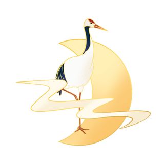 中国风国潮仙鹤山水插画手绘元素场景PSD设计素材