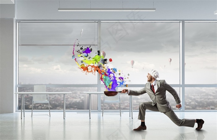 西服创意厨师摄影高清图片