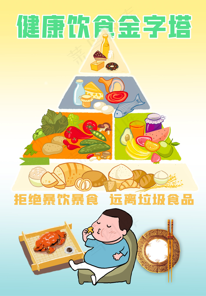 健康饮食拒绝垃圾食品公益广告psd模版下载
