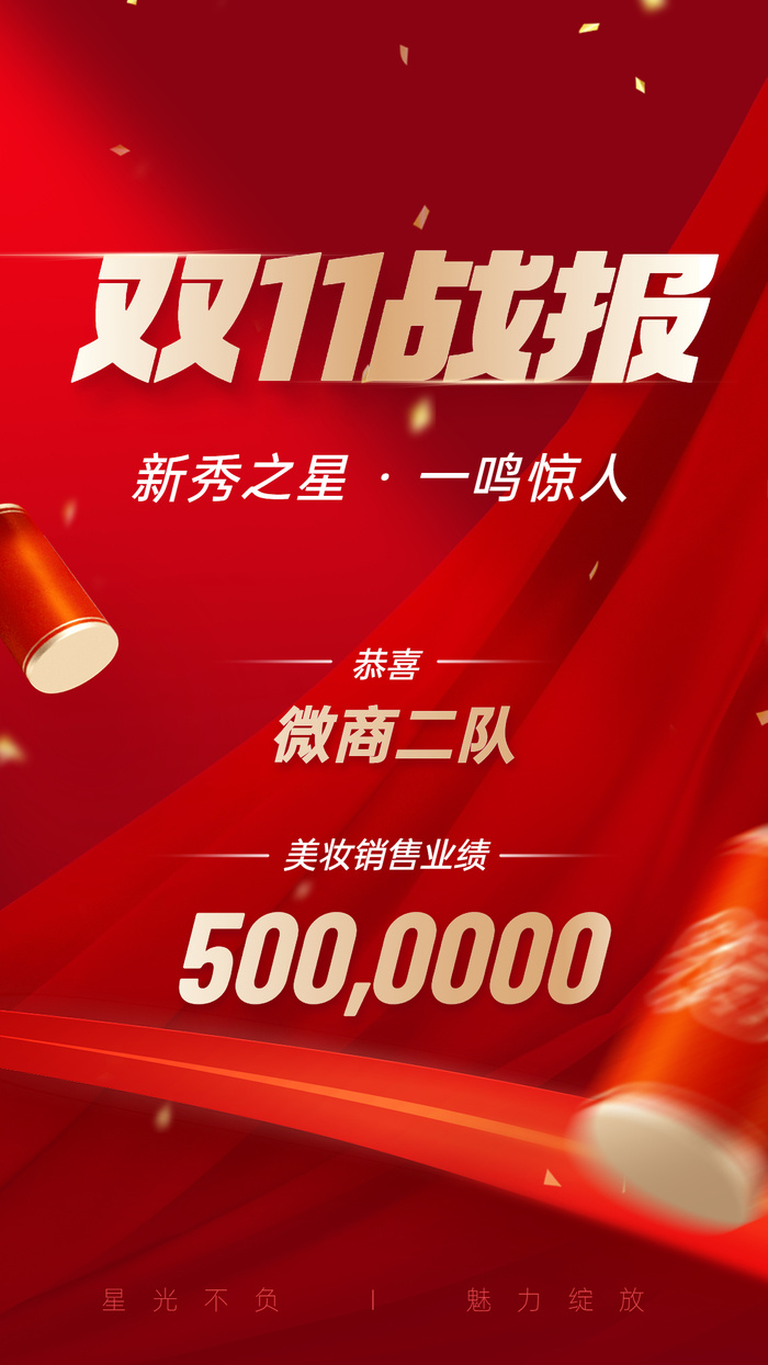 双十一销售业绩表彰战报喜报喜庆手机海报