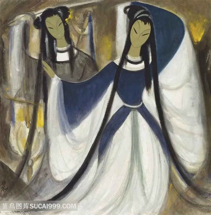 林风眠油画唯美舞蹈美女装饰画