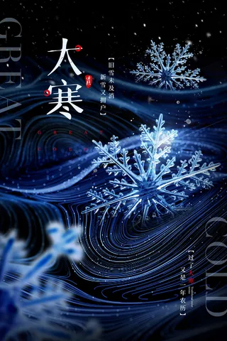 24二十四节气传统节日大寒宣传活动海报插画合集psd设计素材模板