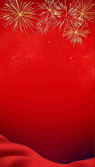 中国红喜庆烟花丝绸丝带，节日背景