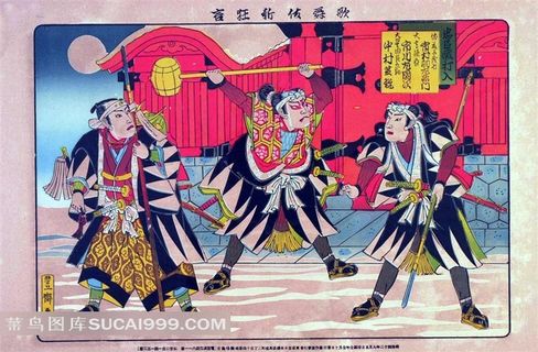 日本浮世绘古代武士高清素材