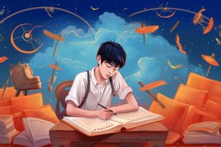 学生晚上复习知识学习背景