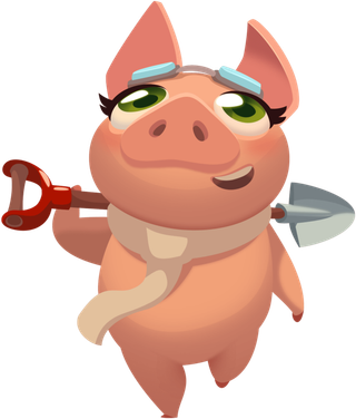 卡通小猪铁锹现代农业