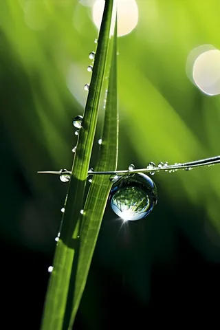 树叶绿色水珠露珠摄影图