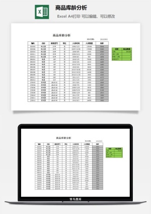 商品库龄分析excel模板