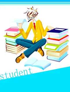 蓝色卡通风素材图片矢量图人物59