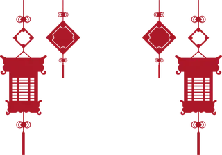 卡通手绘灯笼中秋节元宵节花灯新年海报元素PNG免扣PS素材