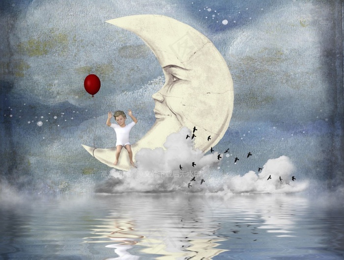 超现实创意月亮人形画