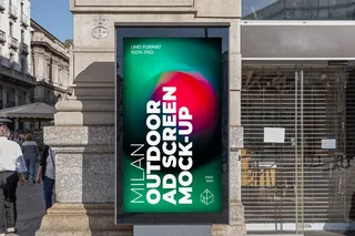 城市户外车站灯箱广告牌PSD分层样机模板