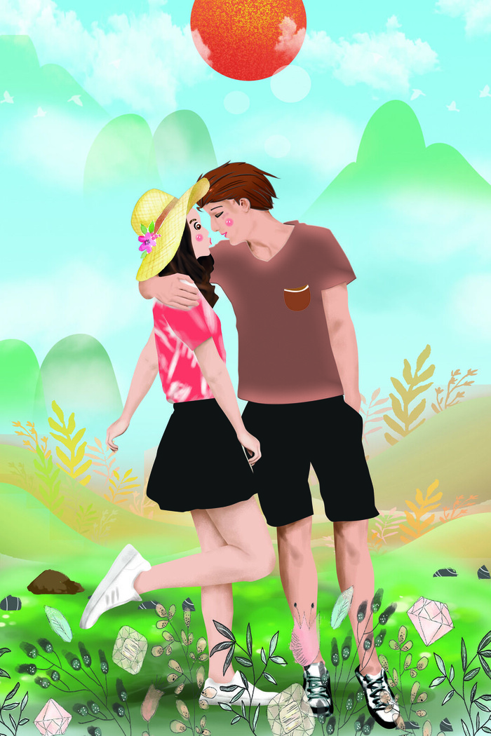 国潮中国唯美七夕节情人节牛郎织女商场宣传促销海报PSD素材模板