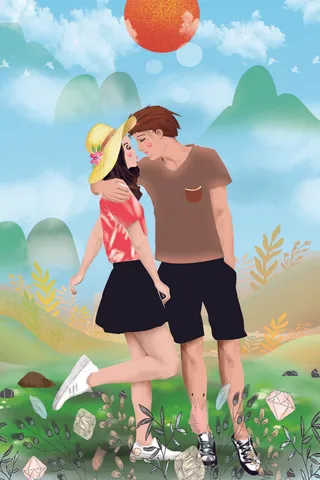 国潮中国唯美七夕节情人节牛郎织女商场宣传促销海报PSD素材模板