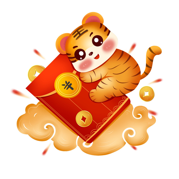 手绘2022虎年新年春节卡通老虎形象IP插画元素PSD设计素材图案psd模版下载