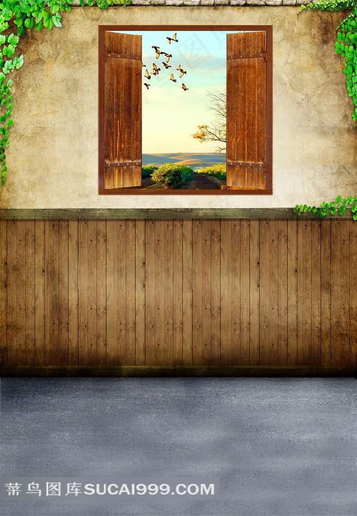 木窗摄影背景图片