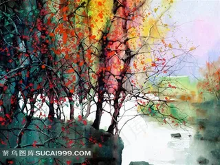 水彩画大师冯正梁绘画图片素材