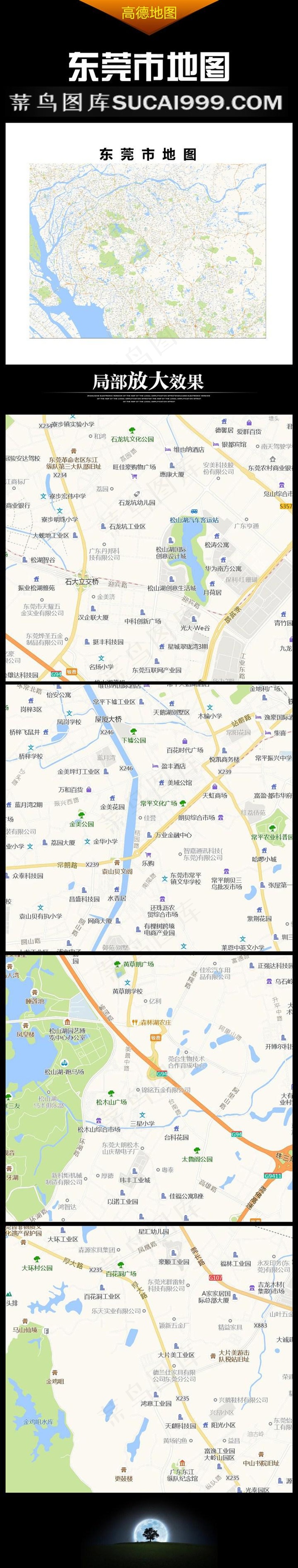 高清东莞市地图街道地图电子地图图片素材