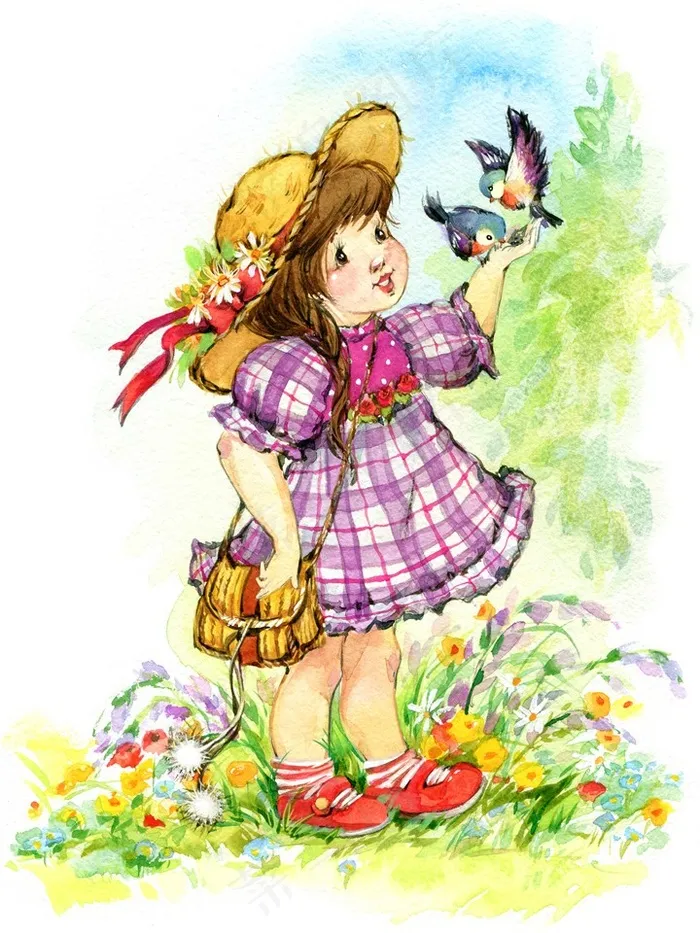水彩卡通儿童绘画素材