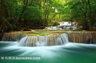 高清瀑布山林风光