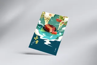 中国风国潮风二十四节气小雪海报psd素材下载