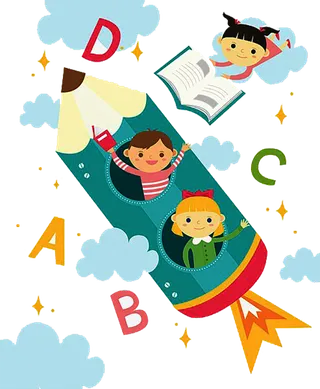 铅笔孩子飞船简笔少儿兴趣班